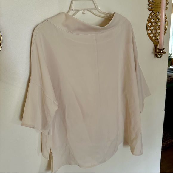 Suzy D Women’s Ivory Audrey Cowl Neck Collar Blouse Made in Italy M - Picture 4 of 8